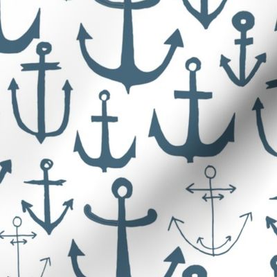 anchors // blue grey anchor nautical design baby nursery cute anchors anchor fabric