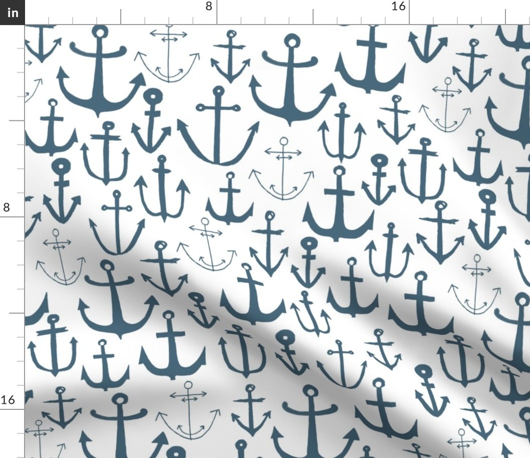 anchors // blue grey anchor nautical design baby nursery cute anchors anchor fabric