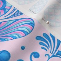 Scales- Large- Pink Background- Blue Pink Pastel Designs