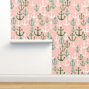 anchor // pink and green anchors nautical design nautical fabrics andrea lauren andrea lauren fabric