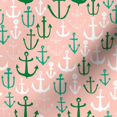 anchor // pink and green anchors nautical design nautical fabrics andrea lauren andrea lauren fabric