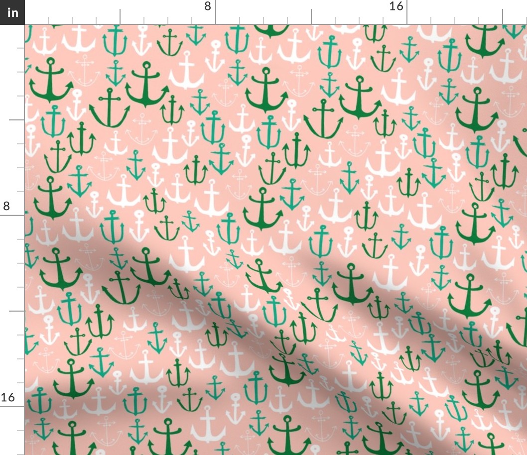 anchor // pink and green anchors nautical design nautical fabrics andrea lauren andrea lauren fabric