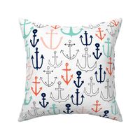 anchors //  mint navy red nautical fabric anchor fabric andrea lauren fabric andrea lauren design