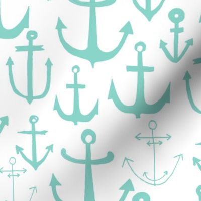 anchor // anchors mint anchor nautical fabric baby nursery fabric nautical nursery cute mint anchors