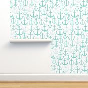 anchor // anchors mint anchor nautical fabric baby nursery fabric nautical nursery cute mint anchors