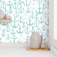 anchor // anchors mint anchor nautical fabric baby nursery fabric nautical nursery cute mint anchors