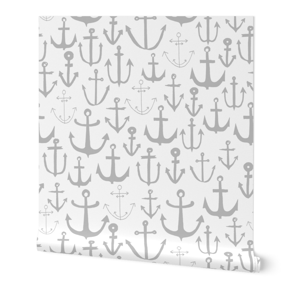 anchors // grey anchor fabric nautical  nursery baby fabric andrea lauren design