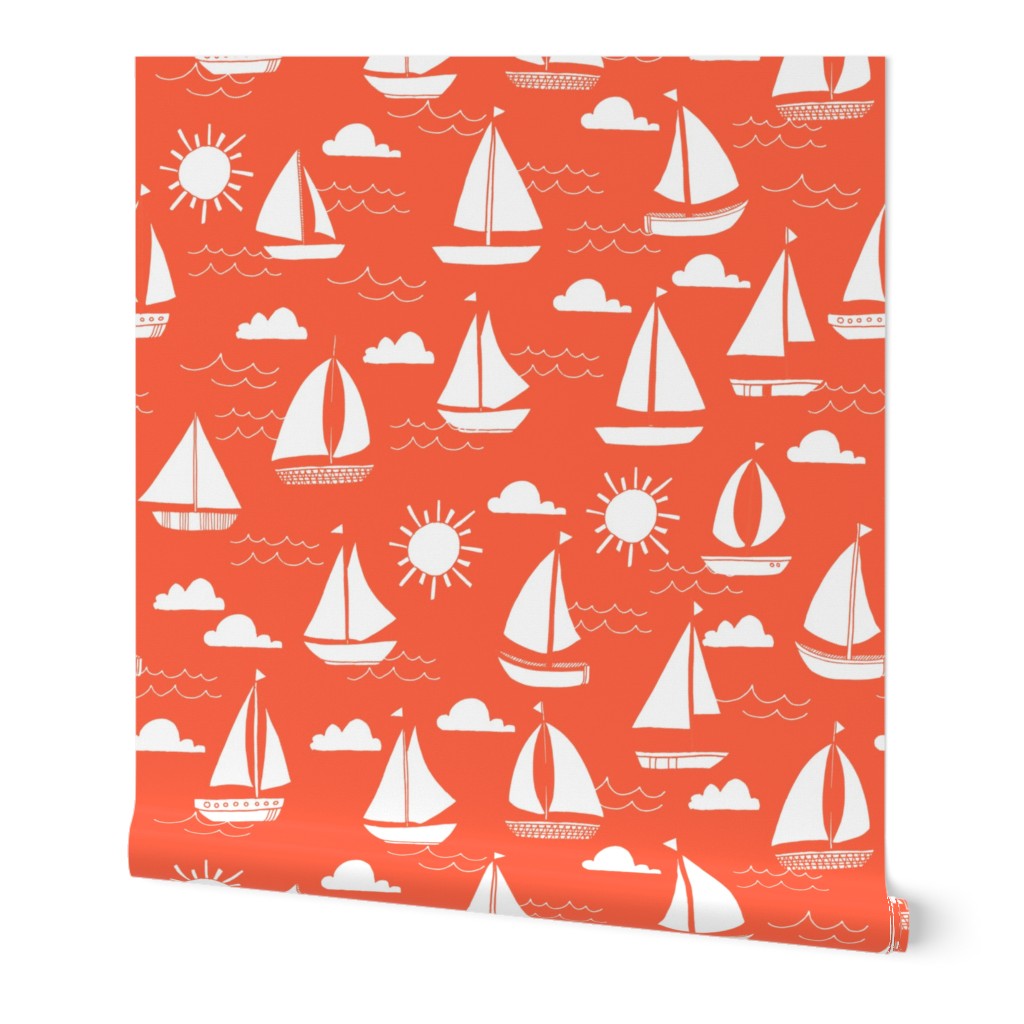 Sailboats - Coral by Andrea Lauren