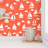 Sailboats - Coral by Andrea Lauren