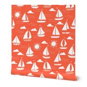 Sailboats - Coral by Andrea Lauren