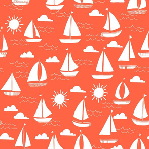Sailboats - Coral by Andrea Lauren