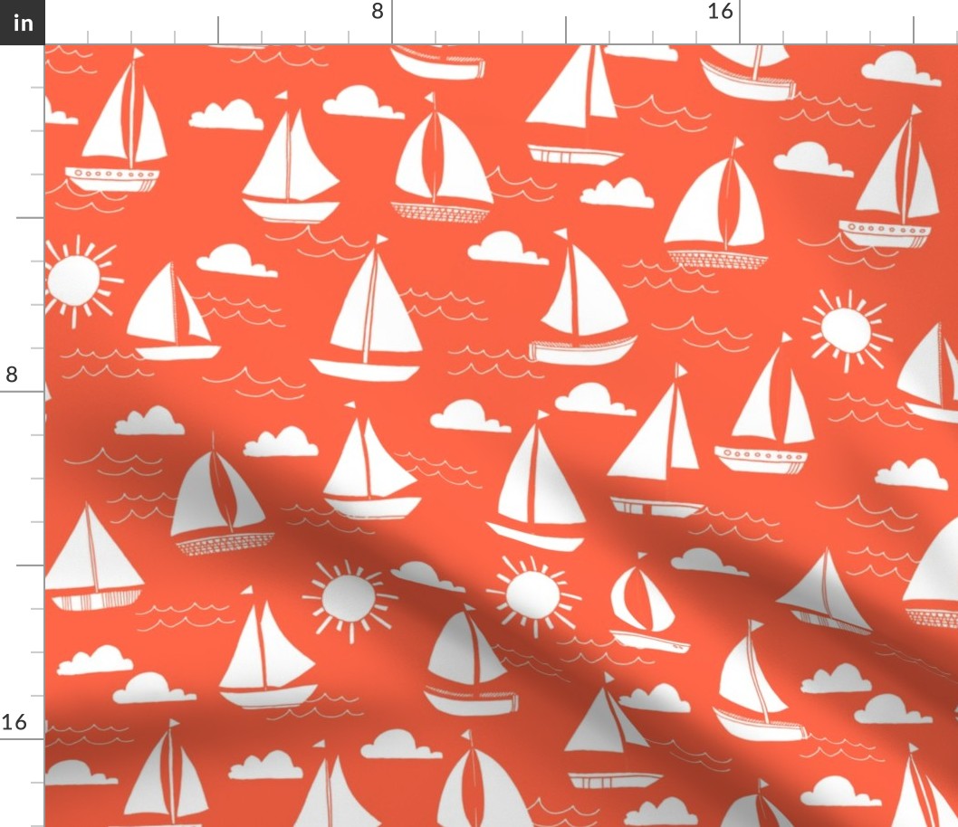 Sailboats - Coral by Andrea Lauren