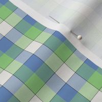 paneled tartan - 1.5" - fifties blue, green and pearl