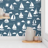 Sailboats - Payne's Gray by Andrea Lauren