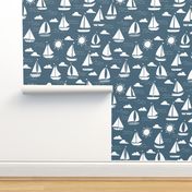 Sailboats - Payne's Gray by Andrea Lauren