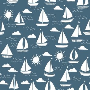 Sailboats - Payne's Gray by Andrea Lauren