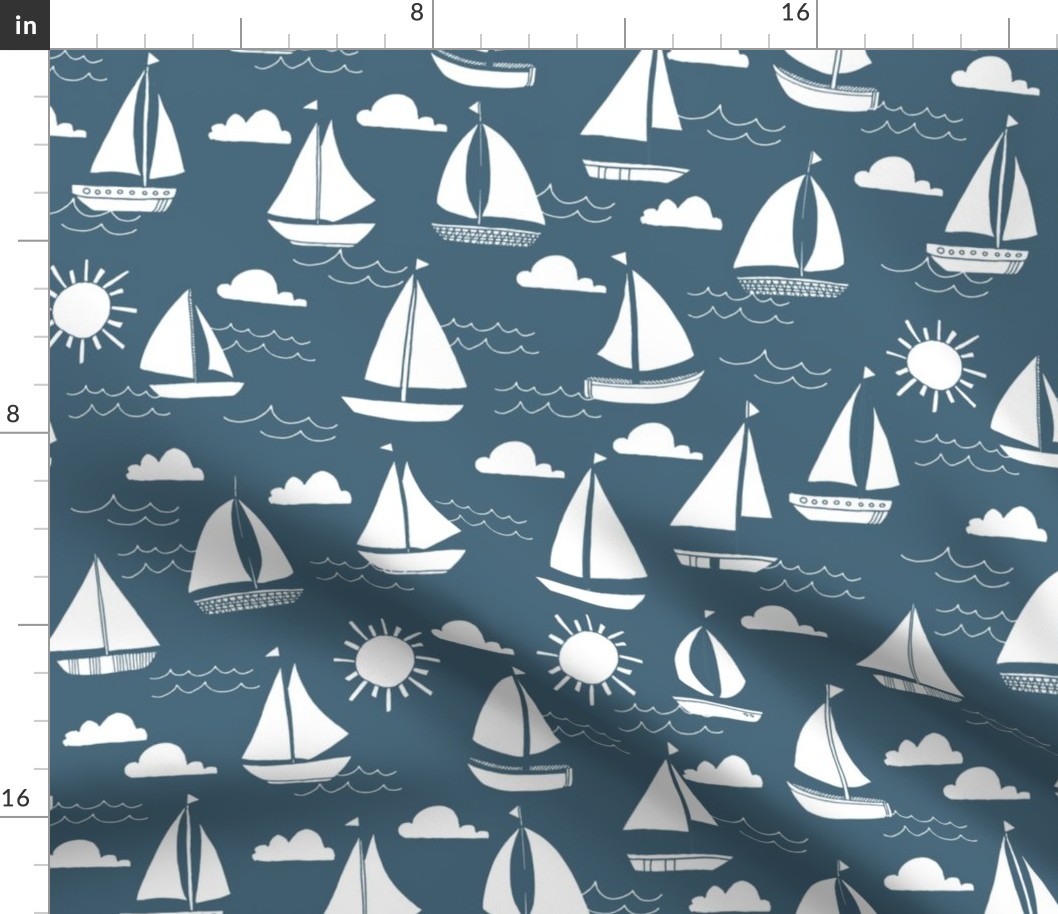 Sailboats - Payne's Gray by Andrea Lauren