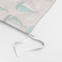 Sailboats - Pale Pink/Kelly Green/Jungle Green by Andrea Lauren