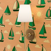 Sailboats - Pale Pink/Kelly Green/Jungle Green by Andrea Lauren