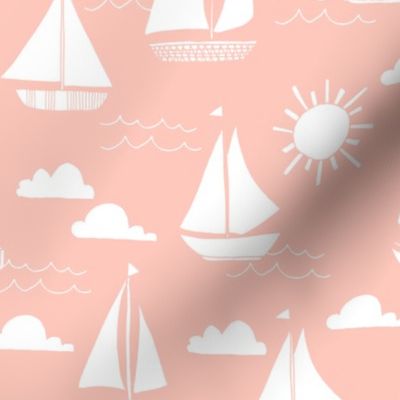 Sailboats - Pale Pink by Andrea Lauren