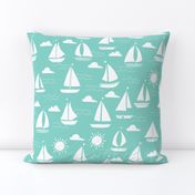 Sailboats - Pale Turquoise by Andrea Lauren