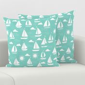 Sailboats - Pale Turquoise by Andrea Lauren