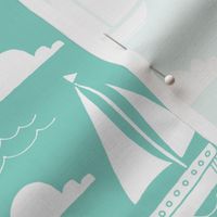 Sailboats - Pale Turquoise by Andrea Lauren