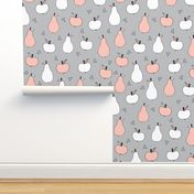 apple and pears // apples pears fruits autumn fall pink grey kids vegan