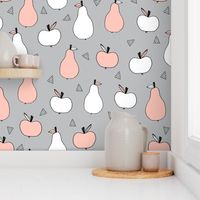 apple and pears // apples pears fruits autumn fall pink grey kids vegan