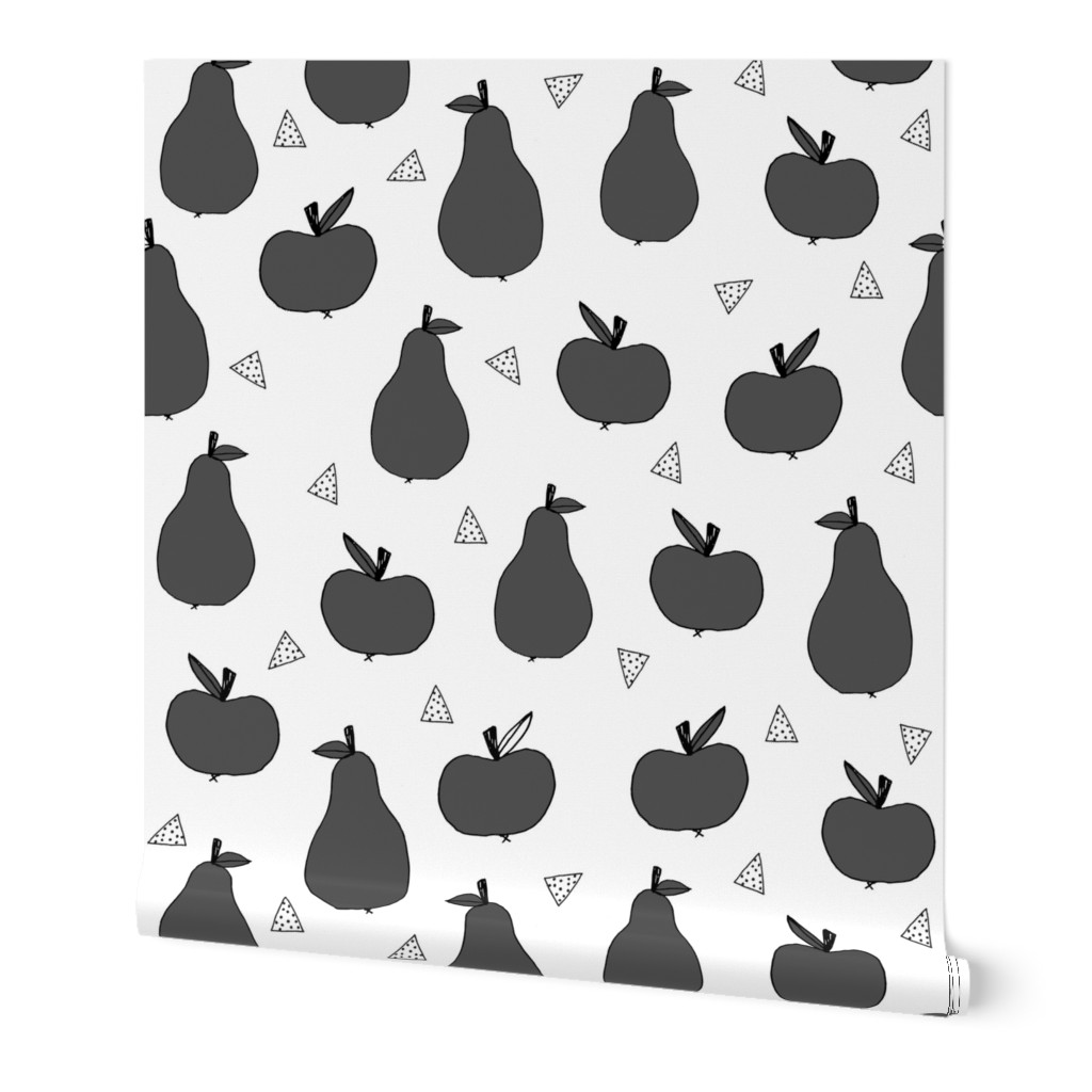 apples and pears // black and white dark grey kids fruits