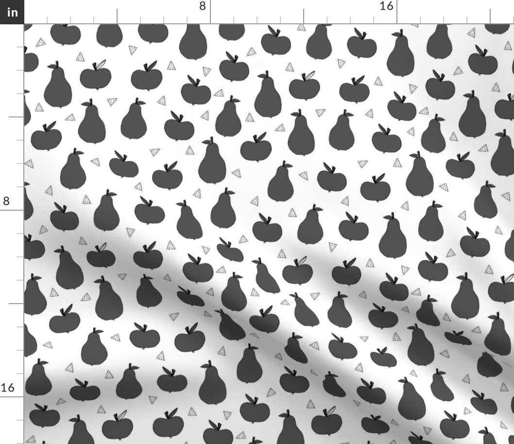 apples and pears // black and white dark grey kids fruits
