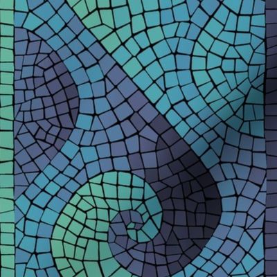 wave mosaic - indigo, blue, aqua, green