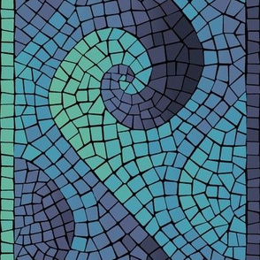 wave mosaic - indigo, blue, aqua, green