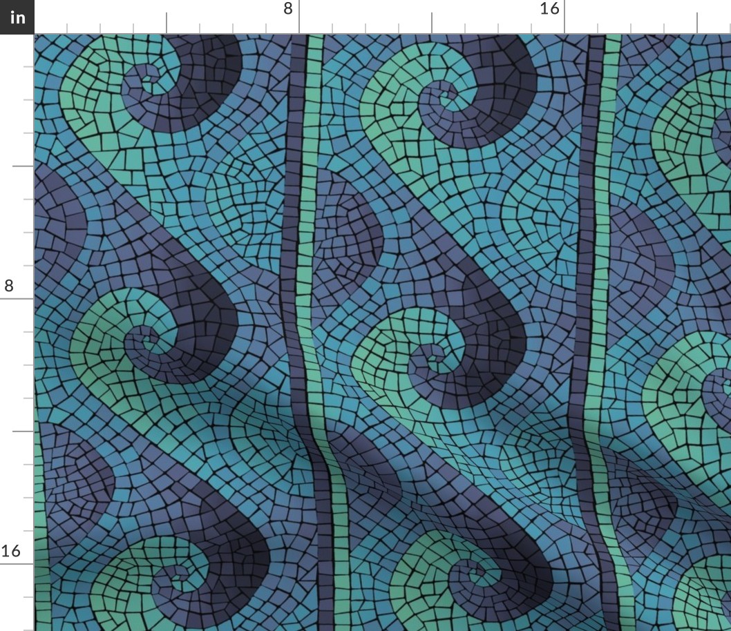 wave mosaic - indigo, blue, aqua, green