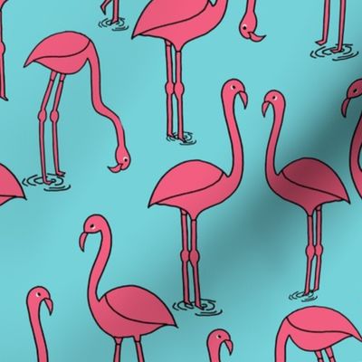 Flamingo - Aqua by Andrea Lauren