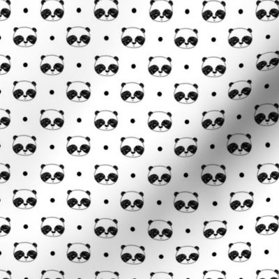 panda // black and white panda cute illustration kawaii panda face fabric