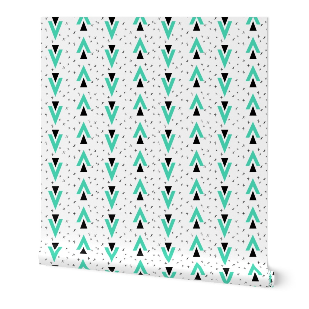 triangle chevron // nursery baby crosses black and white 