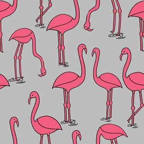 Flamingo fabric //- Grey by Andrea Lauren