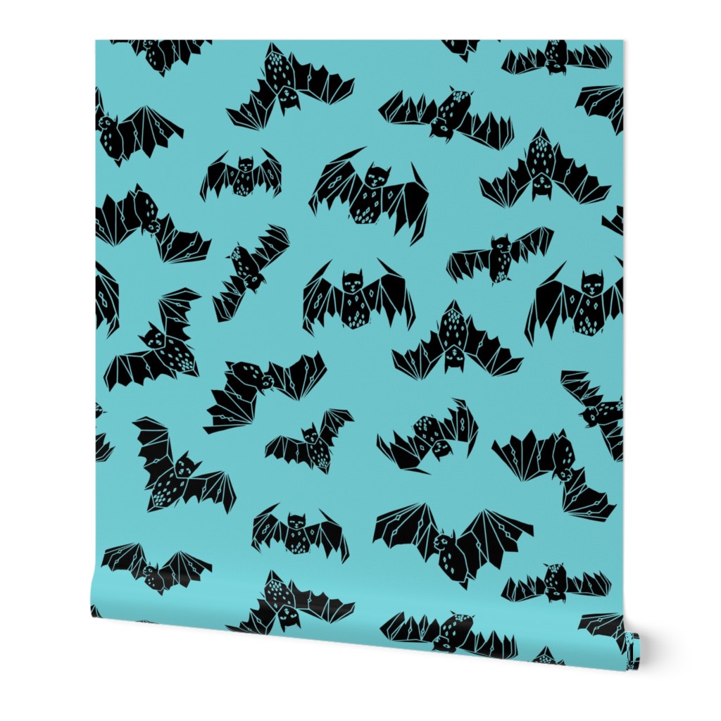 bat // bats geometric geo turquoise aqua spooky bat halloween