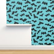 bat // bats geometric geo turquoise aqua spooky bat halloween