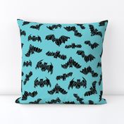 bat // bats geometric geo turquoise aqua spooky bat halloween