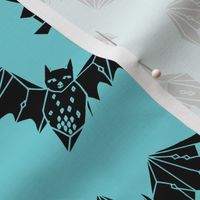 bat // bats geometric geo turquoise aqua spooky bat halloween