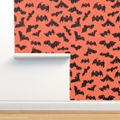 bat // geo bat geometric coral orange bat fabric halloween kids 