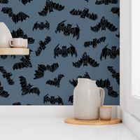 bat // halloween bat blue kids nursery dark blue boys bats geo geometric bat cave