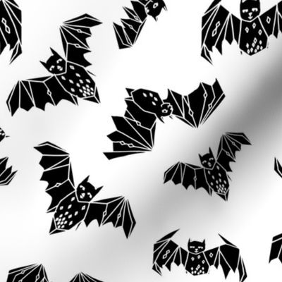 bat // geo bat bats halloween black and white kids nursery non-direcitonal