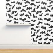 bat // geo bat bats halloween black and white kids nursery non-direcitonal