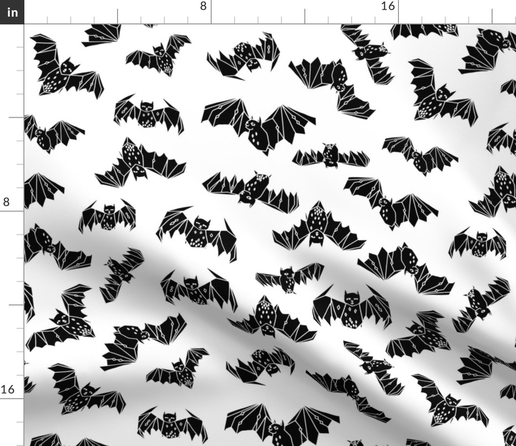 bat // geo bat bats halloween black and white kids nursery non-direcitonal