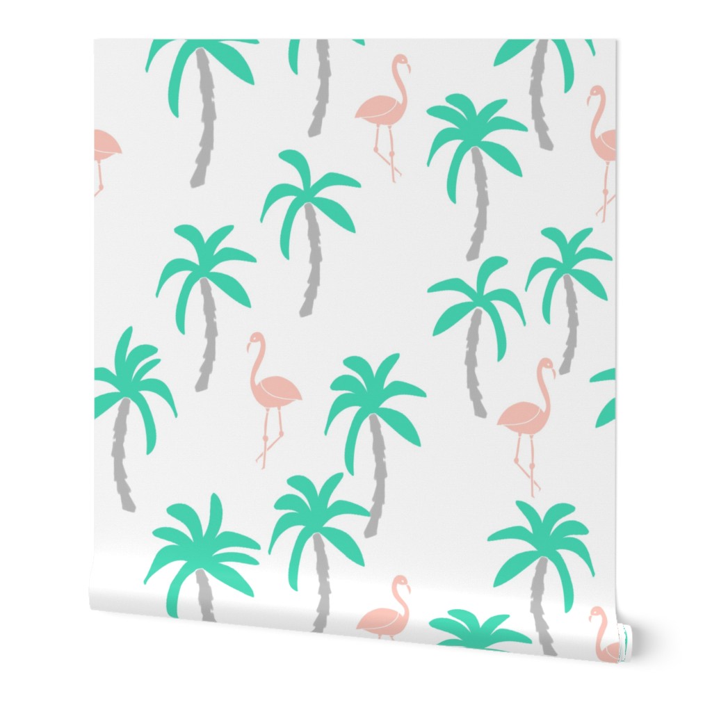 palm trees // pastel flamingo tropical pink and grey kids summer tropical girls tropical palm trees palms