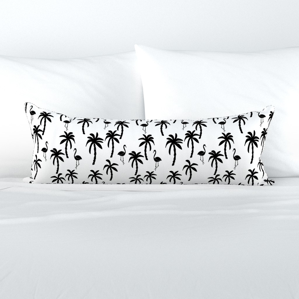 palm tree // black and white palms palm trees palm print flamingo bird summer kids monochrome