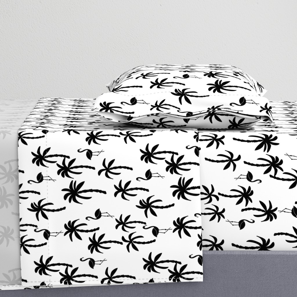 palm tree // black and white palms palm trees palm print flamingo bird summer kids monochrome